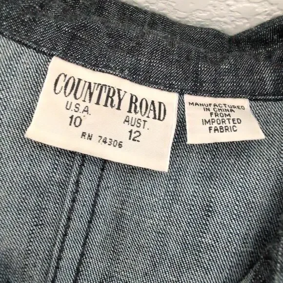 Country Road Womens 10 Button Down Shirt Dress Denim Western Cowgirl Modest $249 - Picture 4 of 8